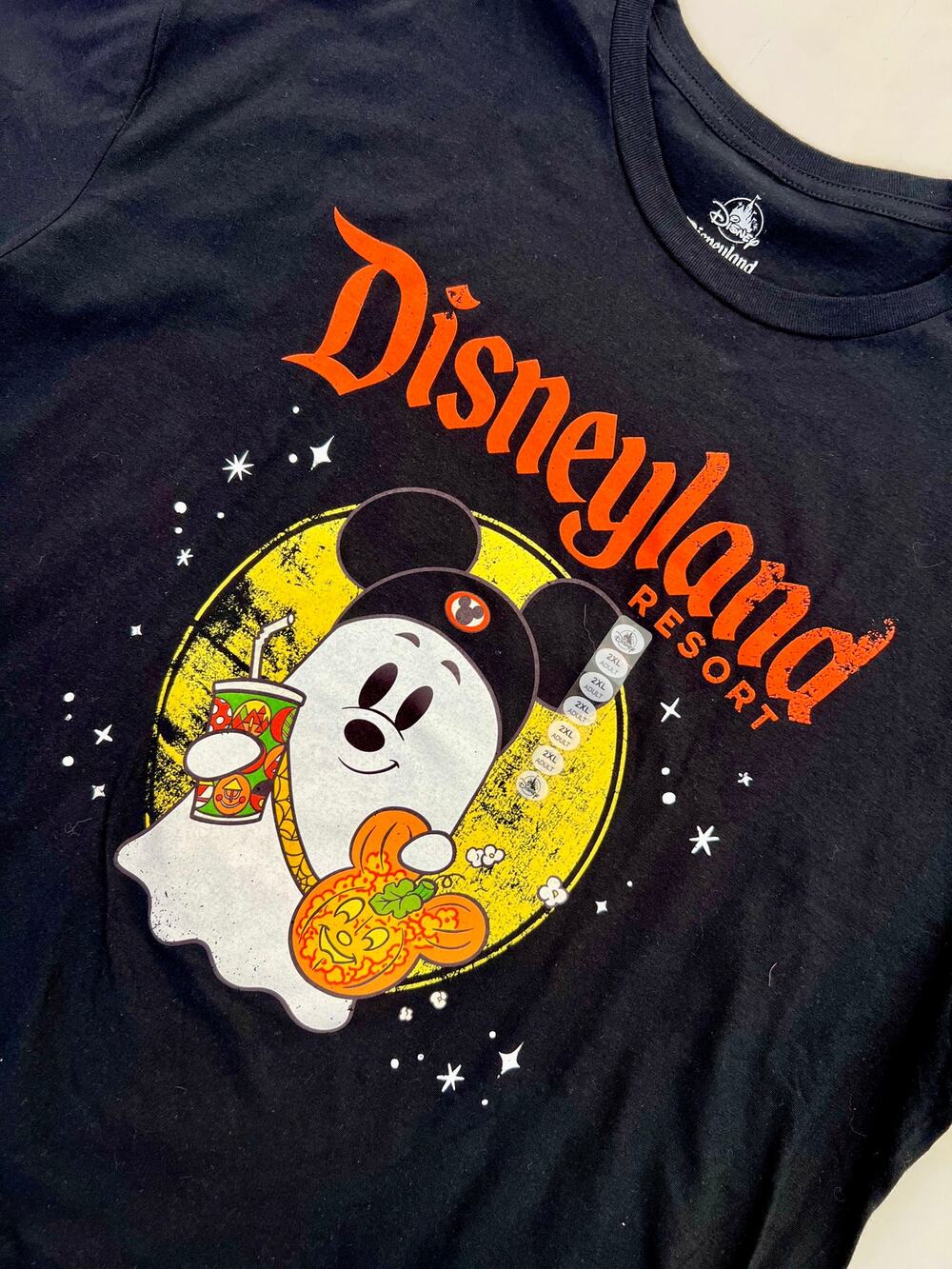 Disney Parks Halloween Ear Hat Ghost Disneyland Adult Black Tee - NWT